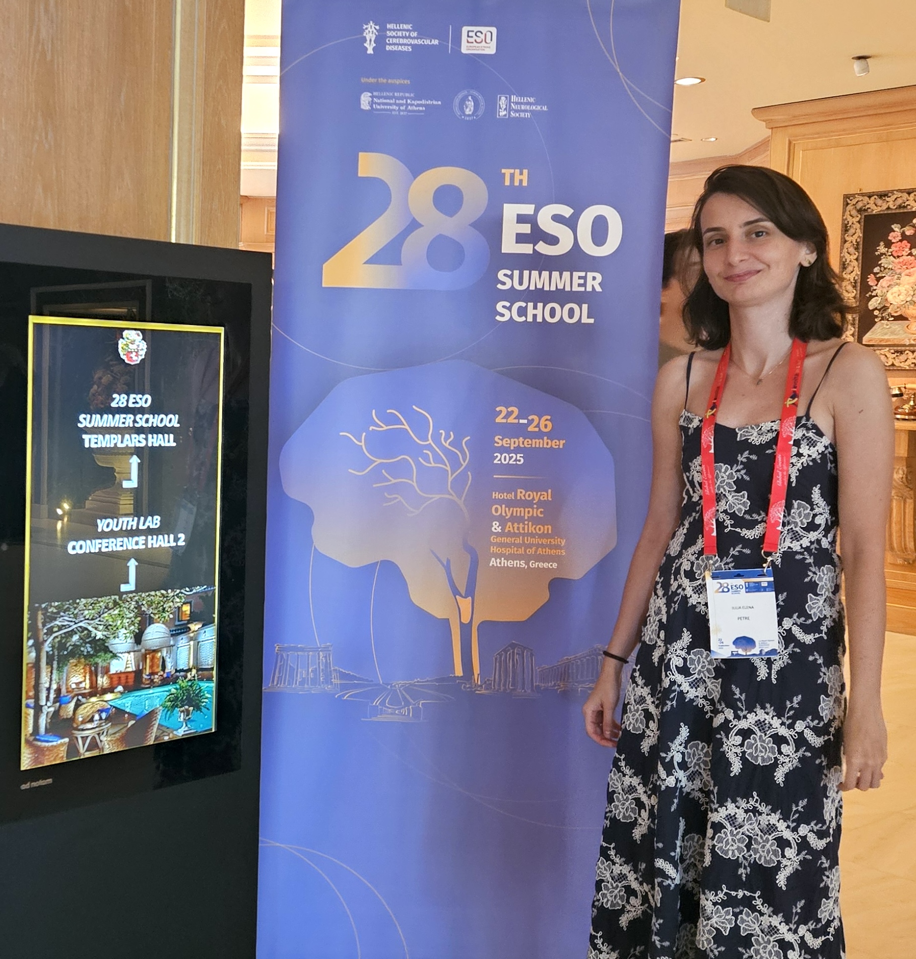 Dr. Iulia Petre, medic neurolog, la o școală de vară a European Stroke Organisation (ESO) desfășurată la Spitalul Universitar Attikon din Atena